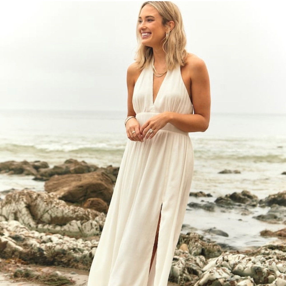 Plunge halter maxi dress